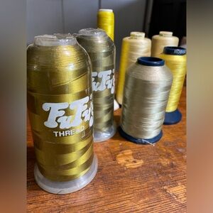 Thread Lot yellow & olive green sewing serger lot